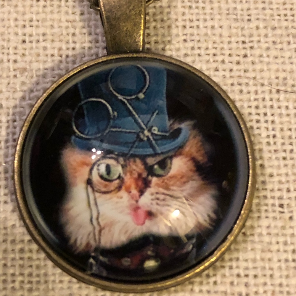 Steampunk cat necklace